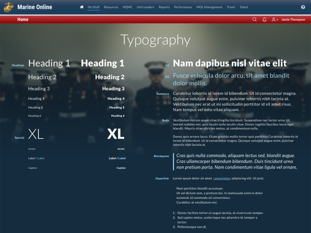 Marine Online Typography